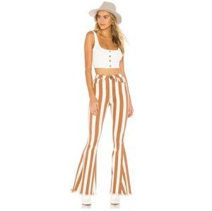 Mumu “Berkeley Zip Up Bells” Stripe High-Waisted Flare Jeans Size 26